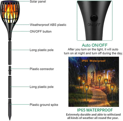 Solar Light Outdoor Upgraded, 43" Flickering Flames Torch Light Solar Garden Lights Waterproof Landscape Lighting Dusk to Dawn Auto On/Off Security Torch Light for Yard Patio Driveway, 4Pack