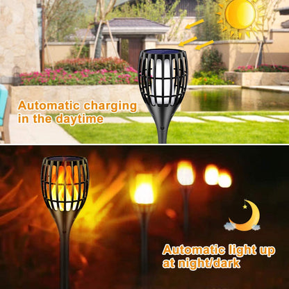 Solar Light Outdoor Upgraded, 43" Flickering Flames Torch Light Solar Garden Lights Waterproof Landscape Lighting Dusk to Dawn Auto On/Off Security Torch Light for Yard Patio Driveway, 4Pack