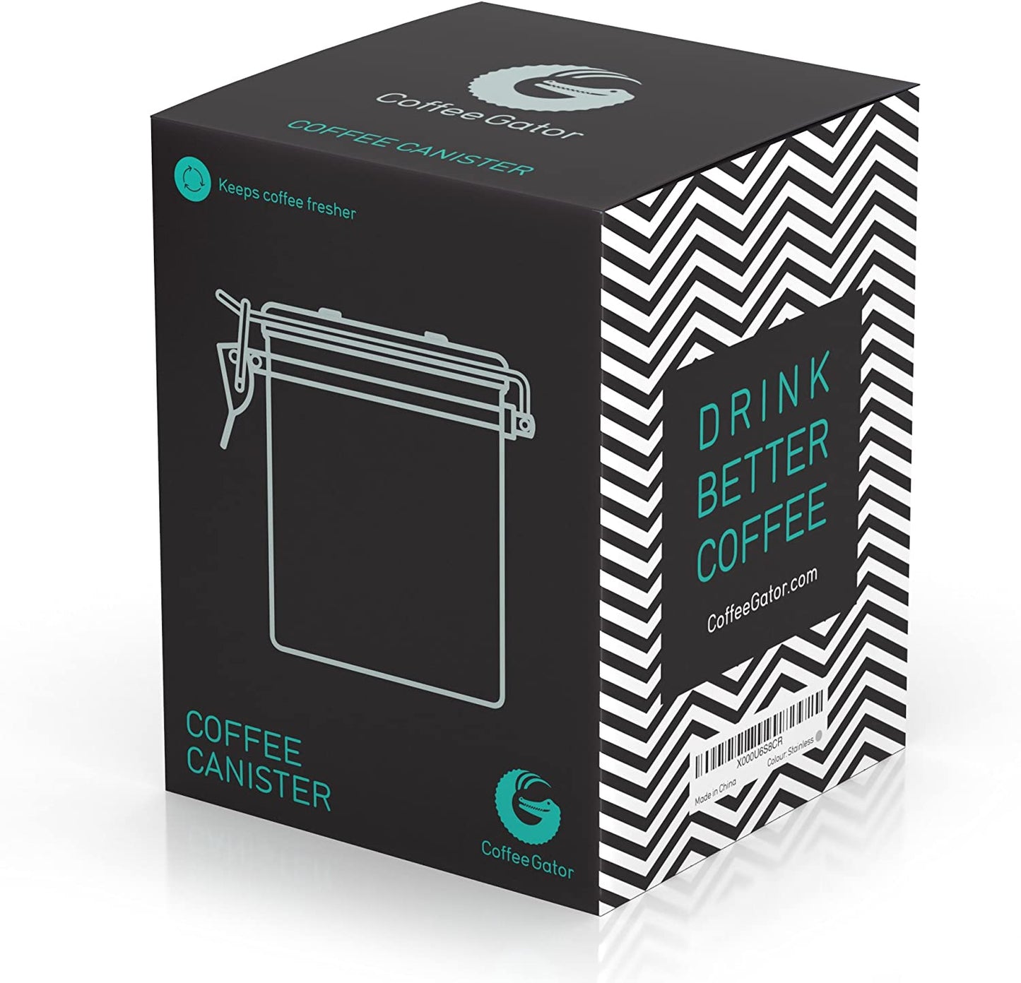 Coffee Canister – 6” Stainless Steel Airtight Coffee Containers for Ground Coffee W/ Date Tracker, Co2-Release Valve, Measuring Scoop & Travel Jar - Medium, Gray