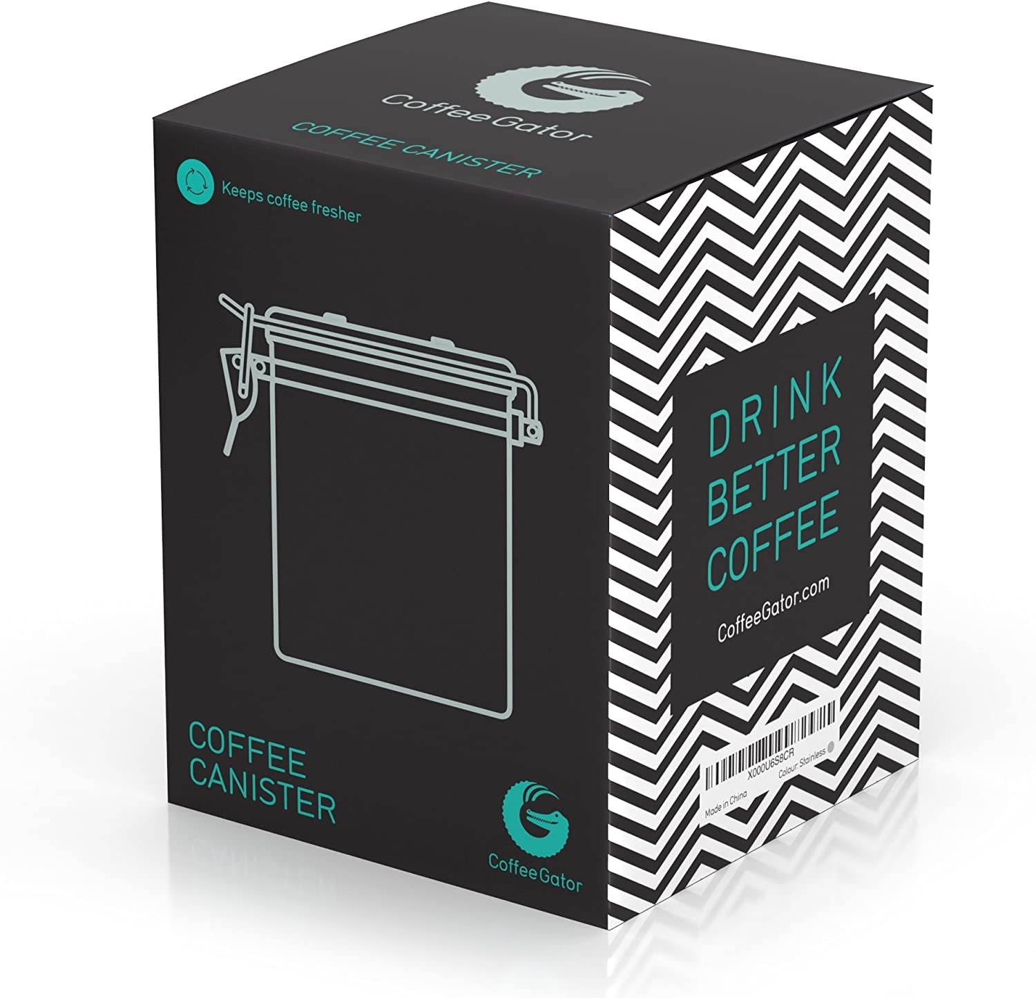 Coffee Canister – 6” Stainless Steel Airtight Coffee Containers for Ground Coffee W/ Date Tracker, Co2-Release Valve, Measuring Scoop & Travel Jar - Medium, Gray